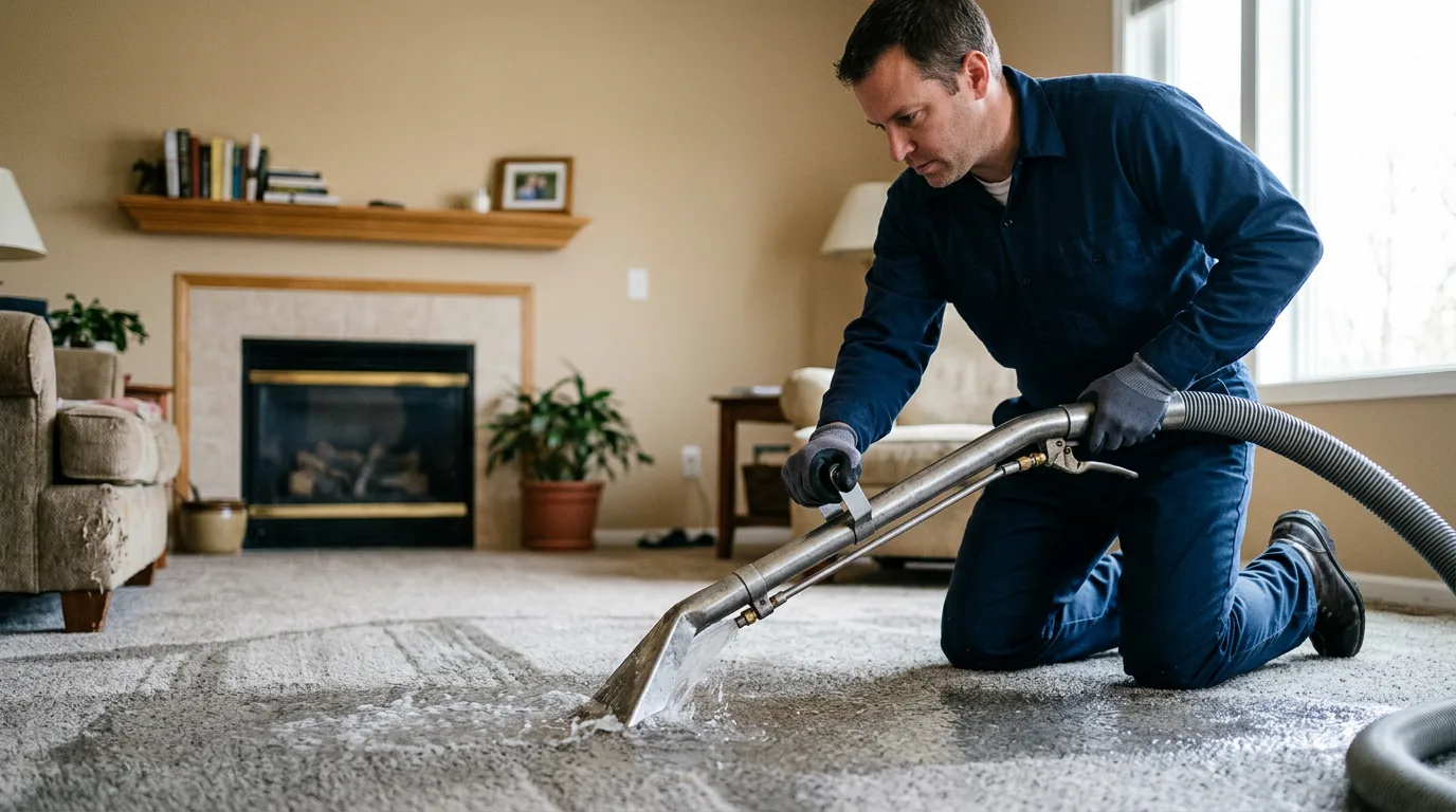 Water damage restoration technician working near Winfield, IL